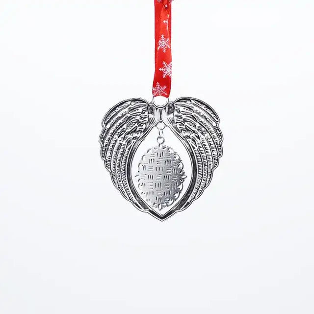 Sublimation Christmas Angel Wing Ornaments With Red ribbon