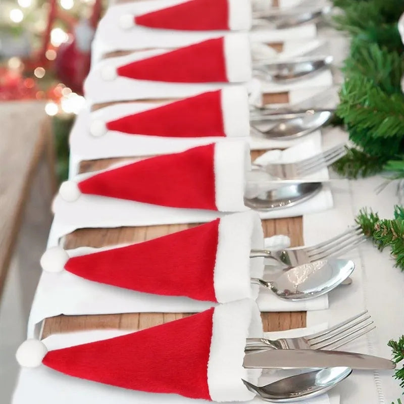 SANTA HAT CUTLERY HOLDERS 6 PACK