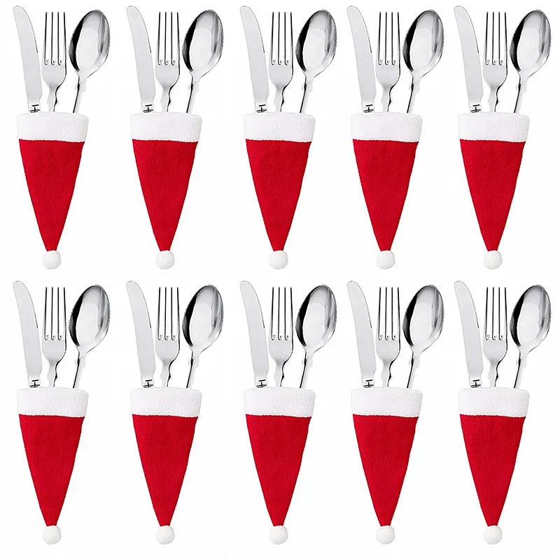 SANTA HAT CUTLERY HOLDERS 6 PACK