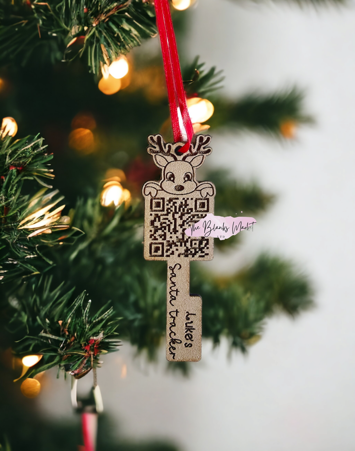 Santa key tracker qr code mdf ornament