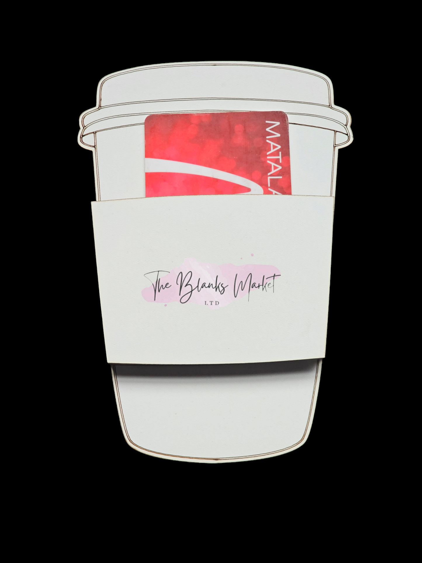 Gift card holder-coffee cup white fronted mdf