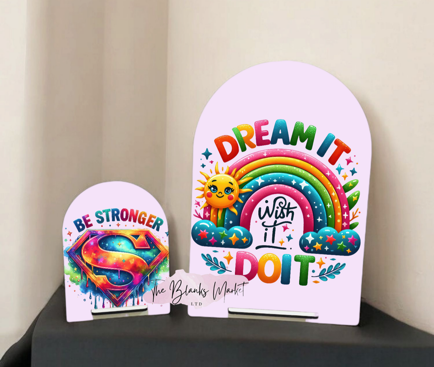 Arch table sign-white fronted