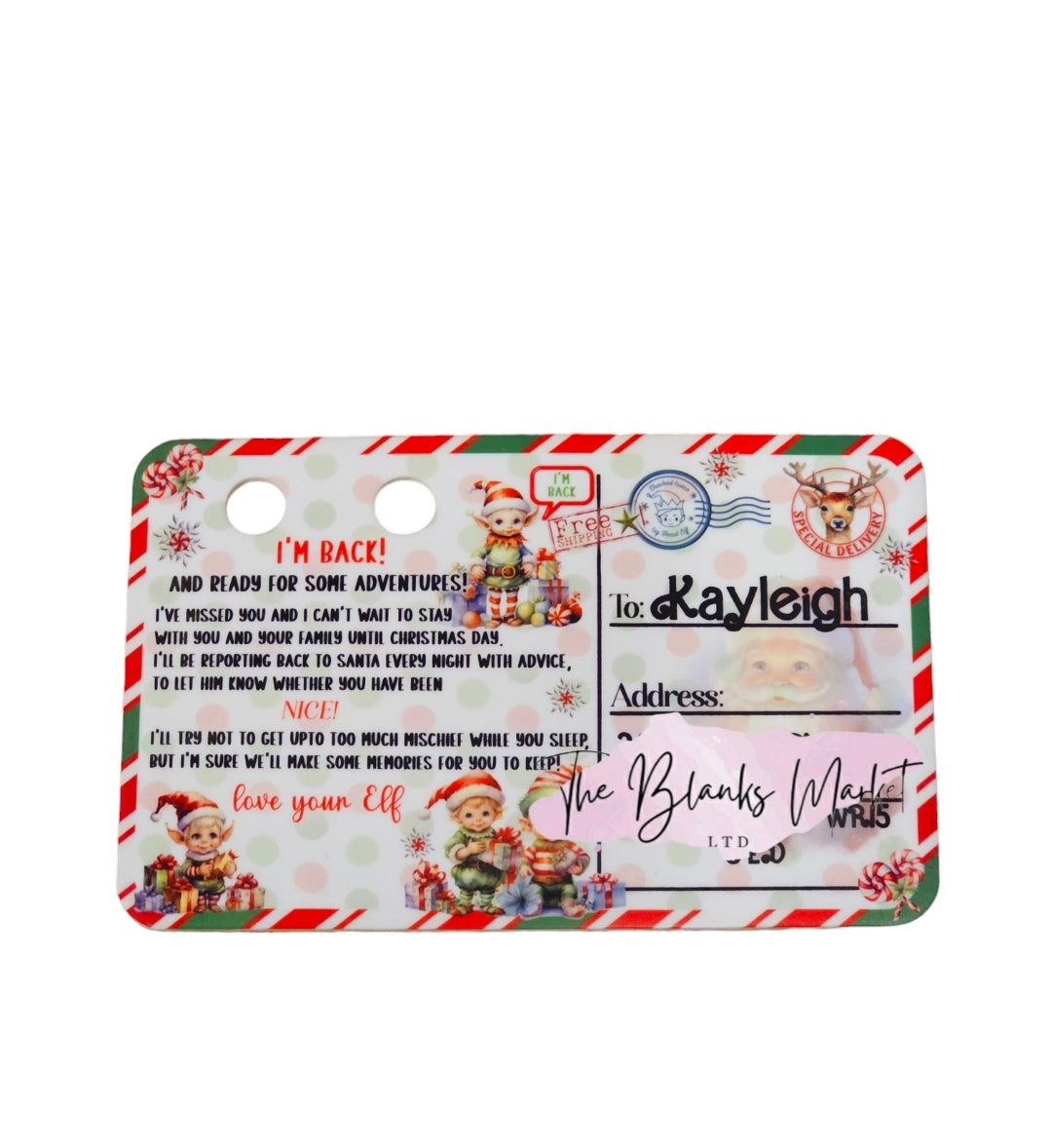 Acrylic elf blank postcard