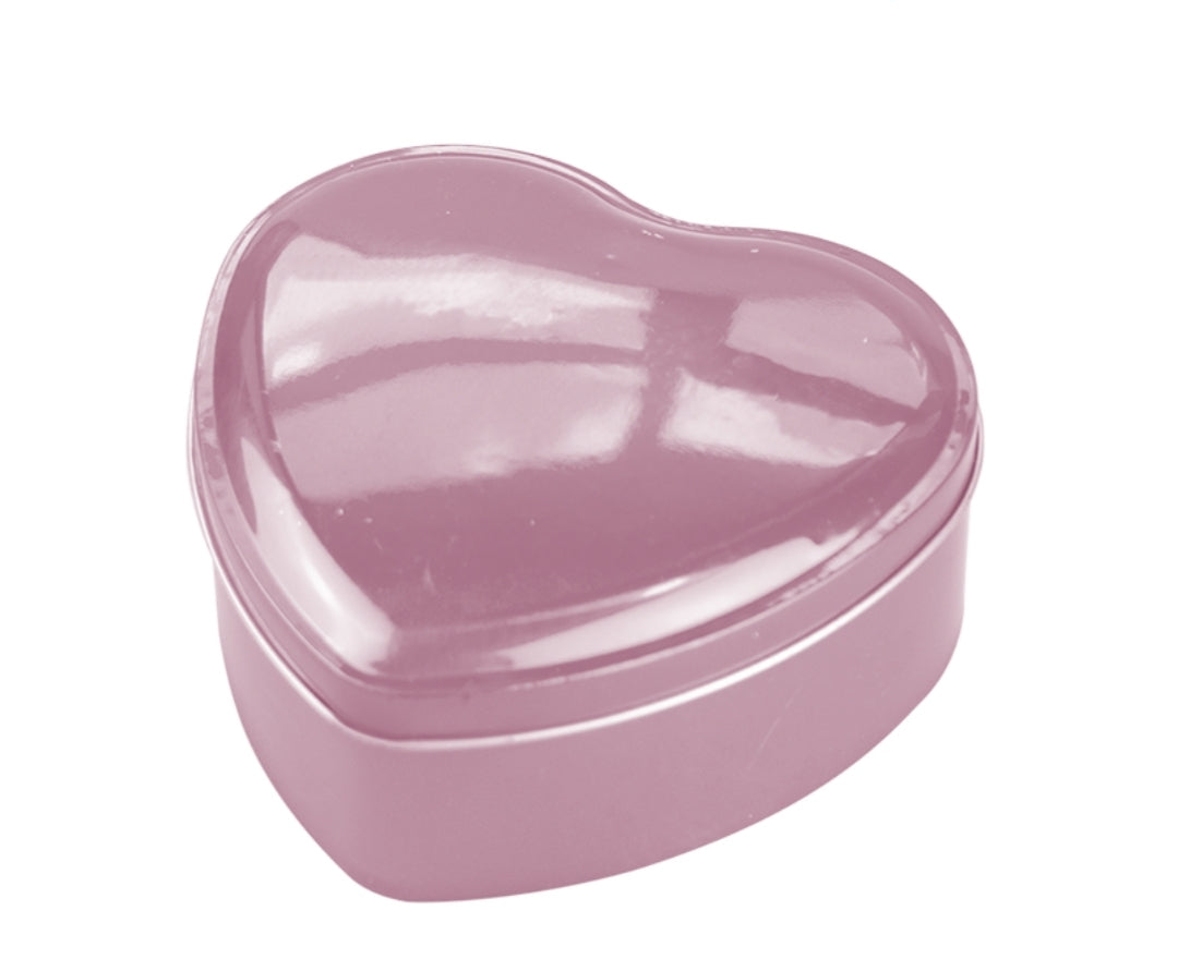 Pink metallic heart tin