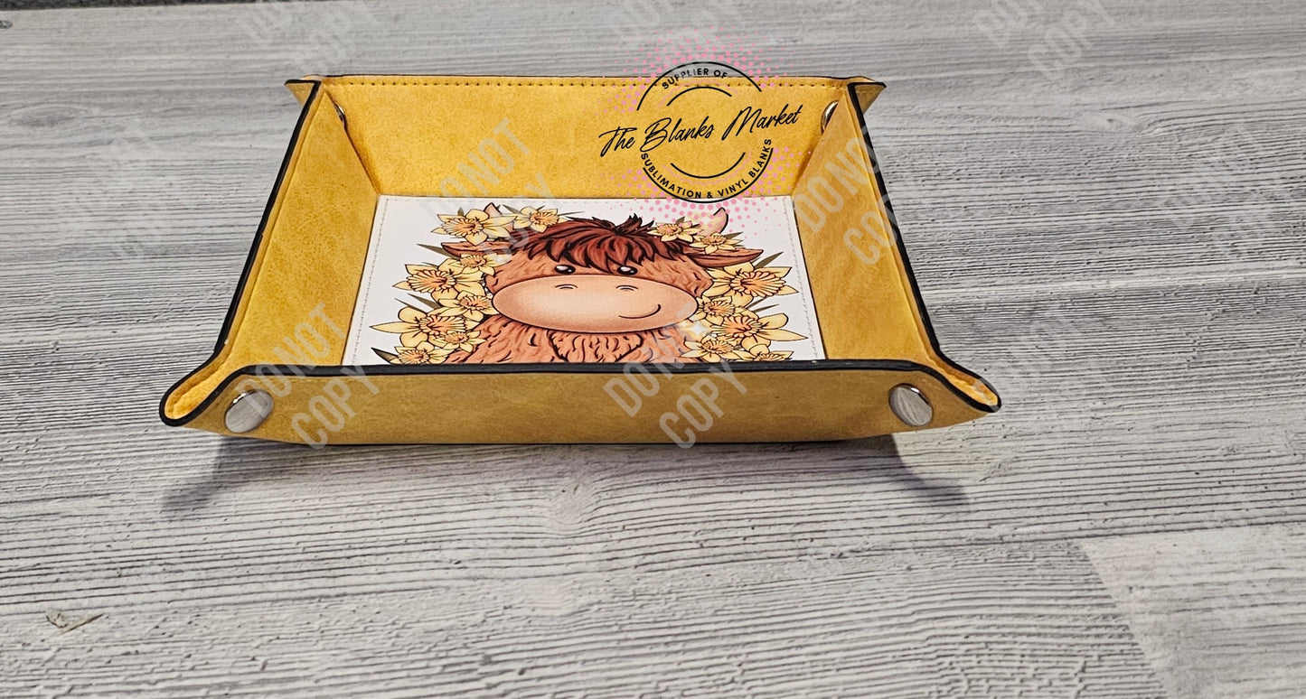 Sublimation Pu leather snap up folding tray
