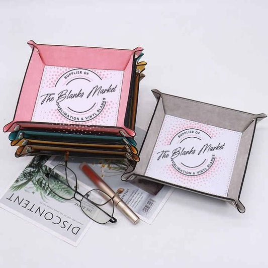 Sublimation Pu leather snap up folding tray