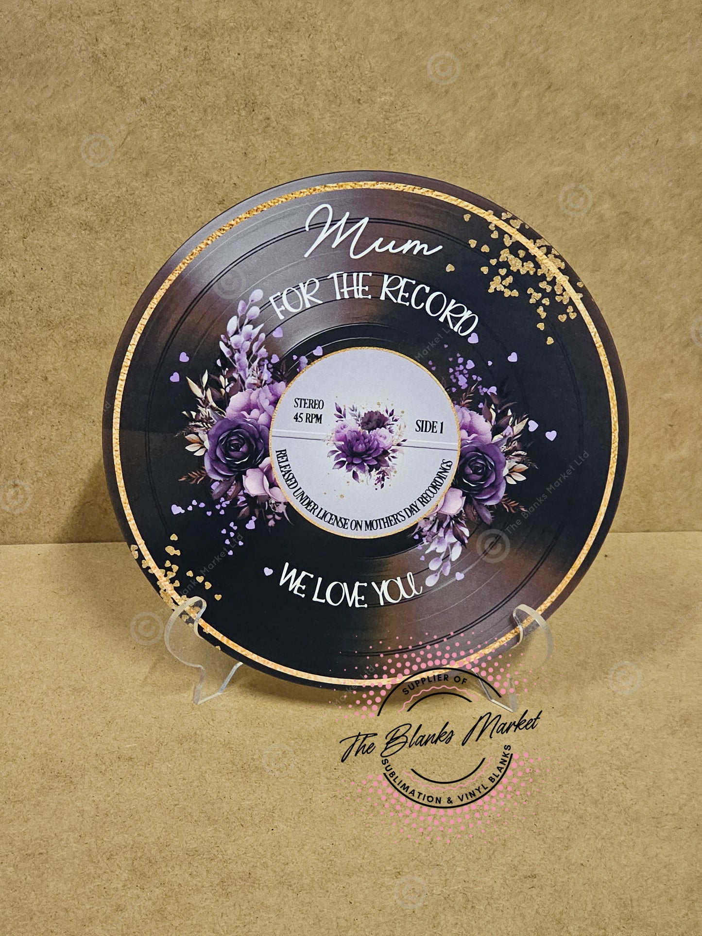 Record/round 18cm blank with acrylic stand