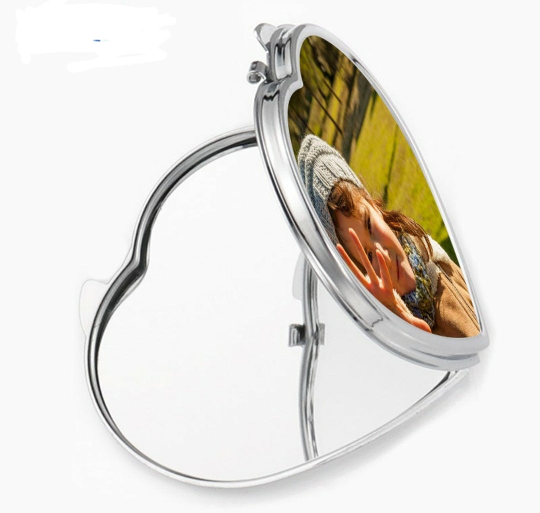 Heart shape sublimation compact mirror