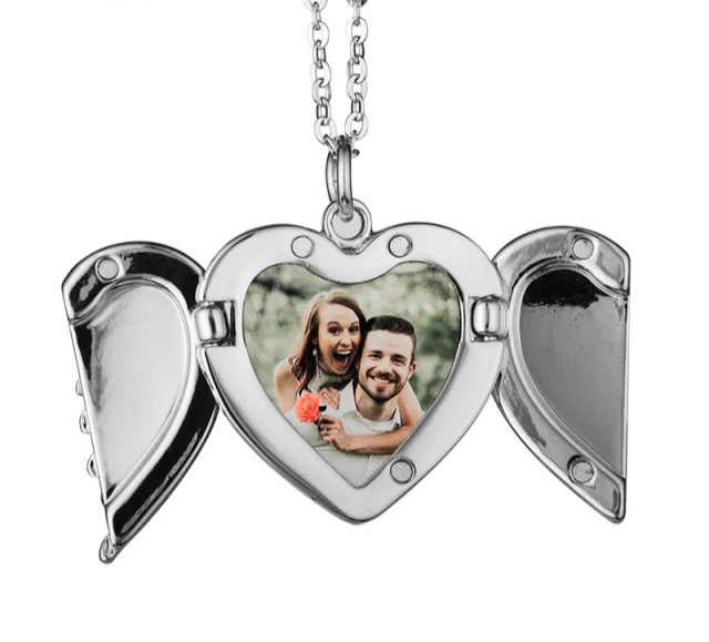 DIY Sublimation Necklace Pendant Angel Wings Rectangle Shape Sweater Chain  Gift