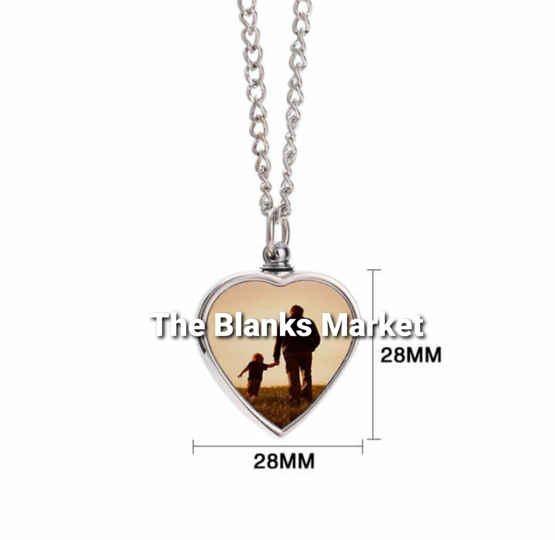 Sublimation heart memorial ashes necklace