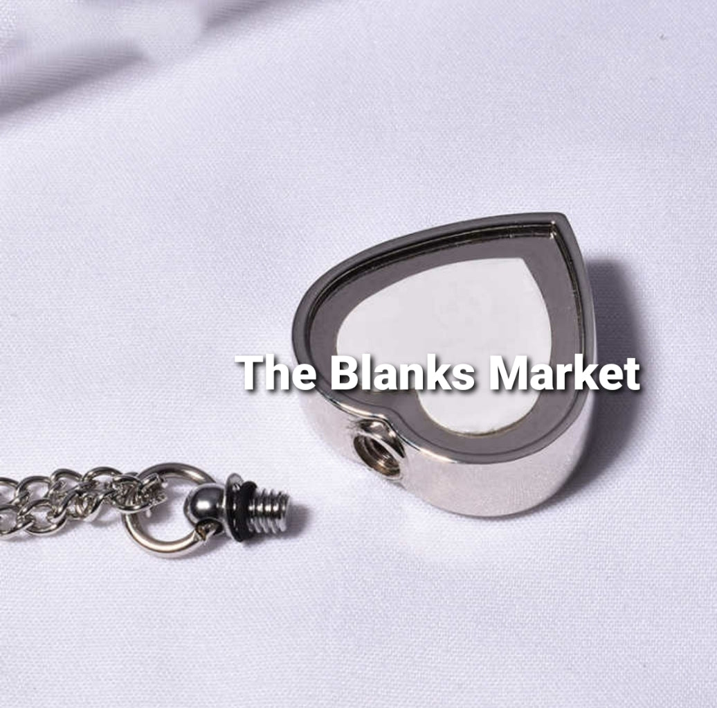 Sublimation heart memorial ashes necklace