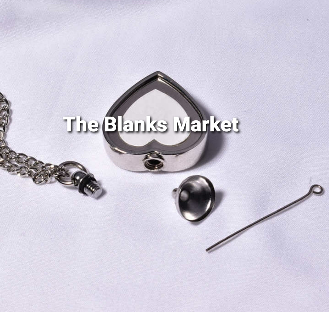 Sublimation heart memorial ashes necklace