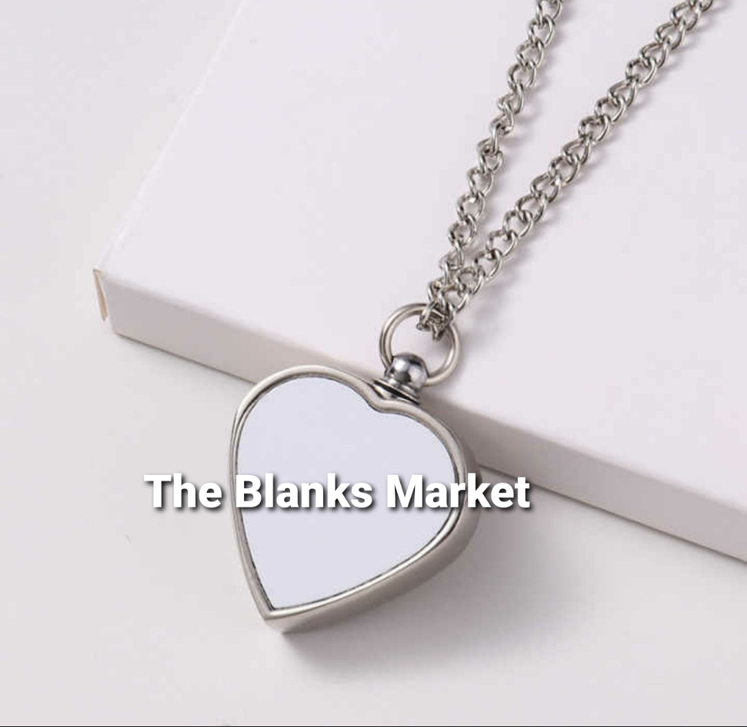 Sublimation heart memorial ashes necklace