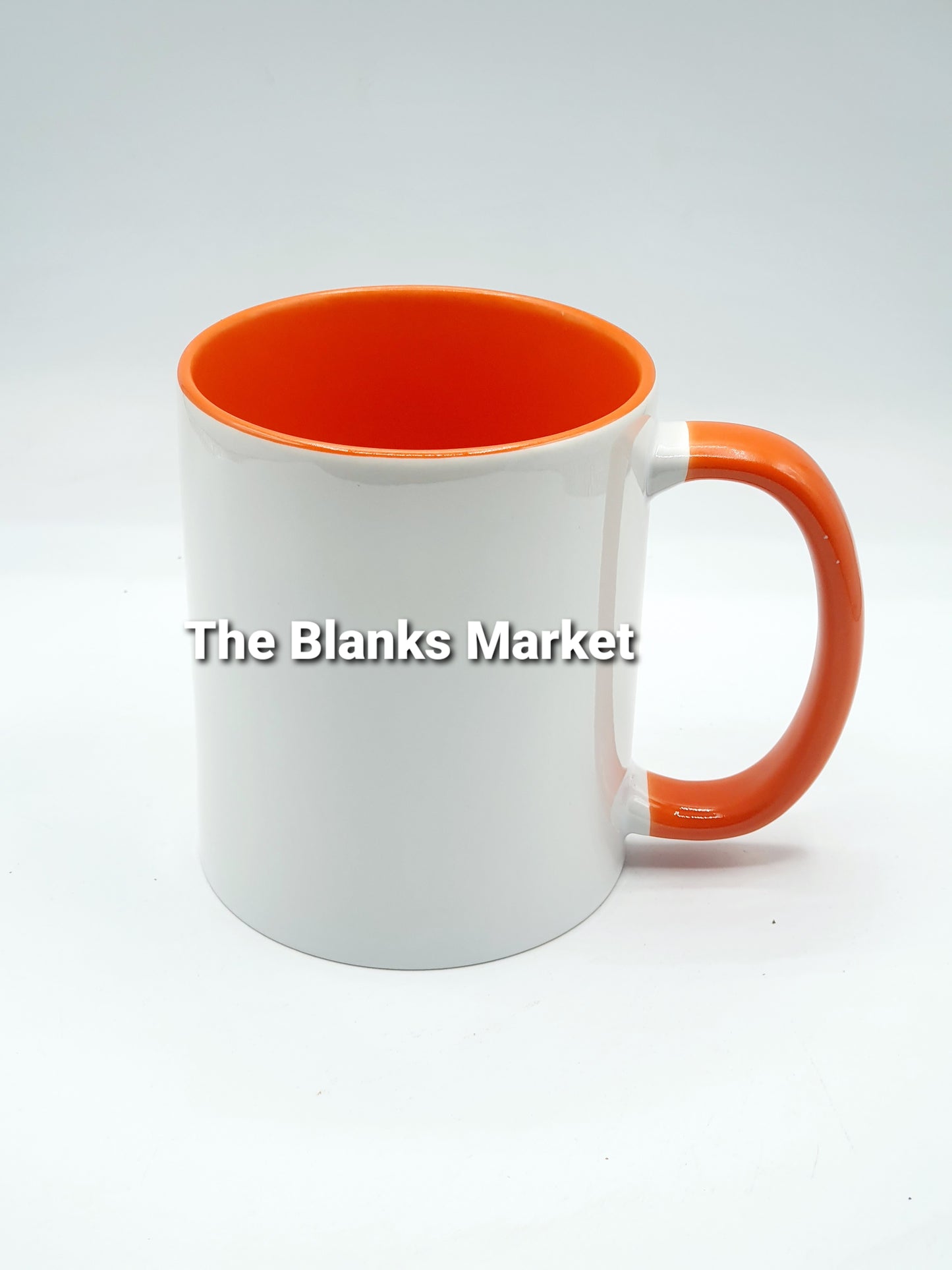 11oz mug with orange handle and inner