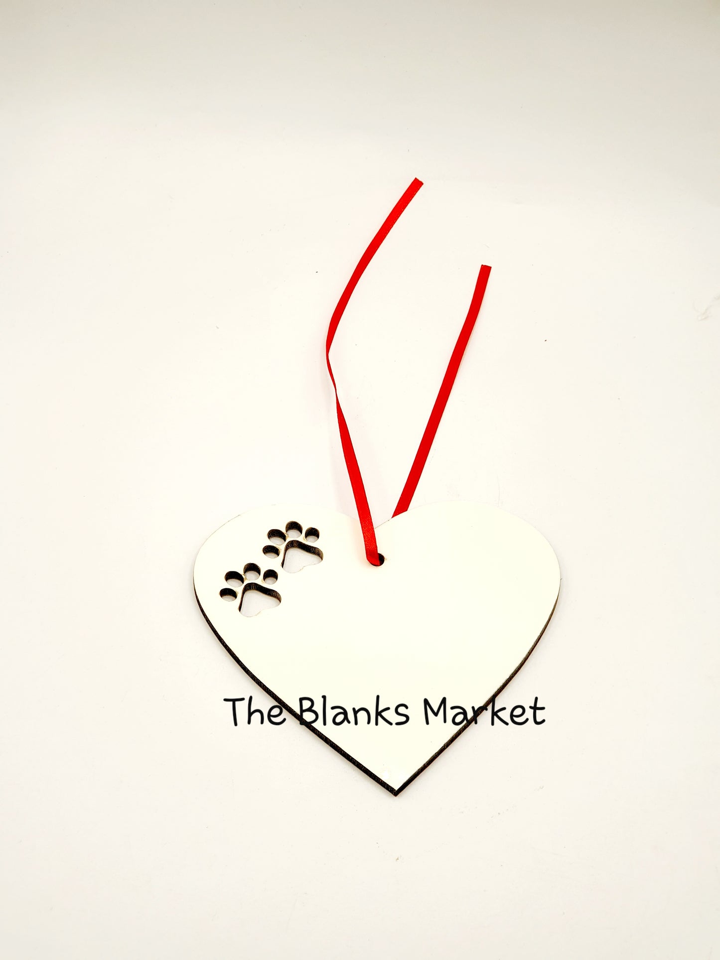 Heart shape sublimation MDF Christmas paw cut out ornaments