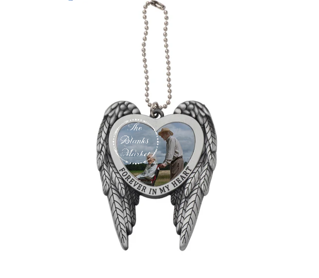 Sublimaiton Forever in My Heart angel wing car ornaments