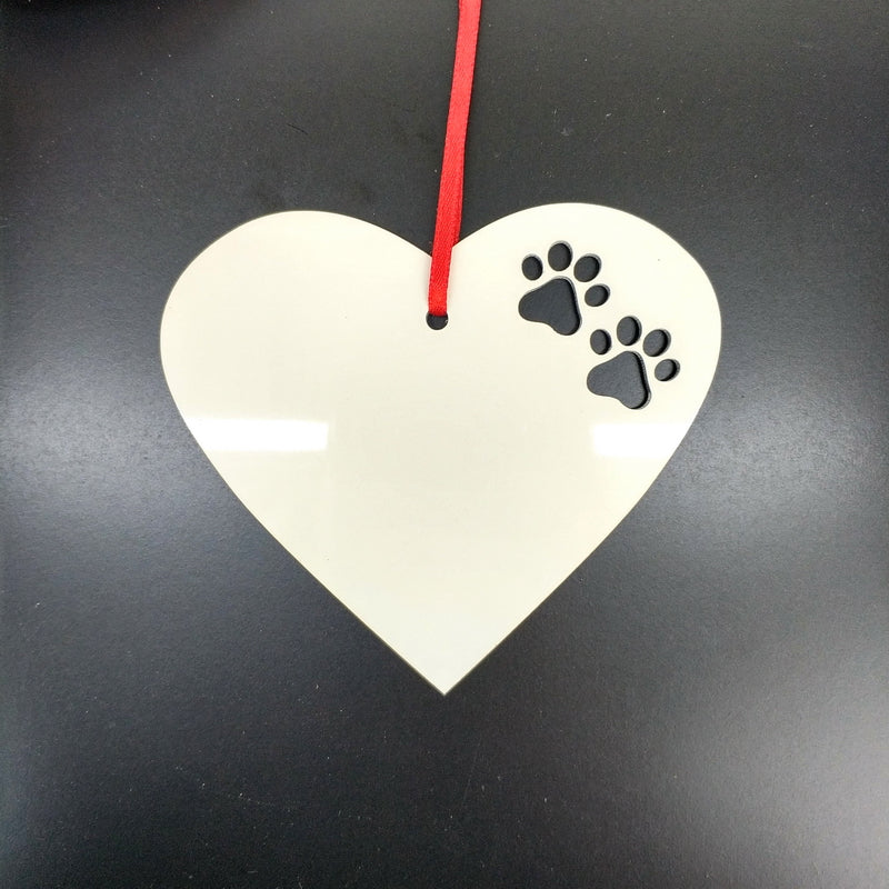 Heart shape sublimation MDF Christmas paw cut out ornaments