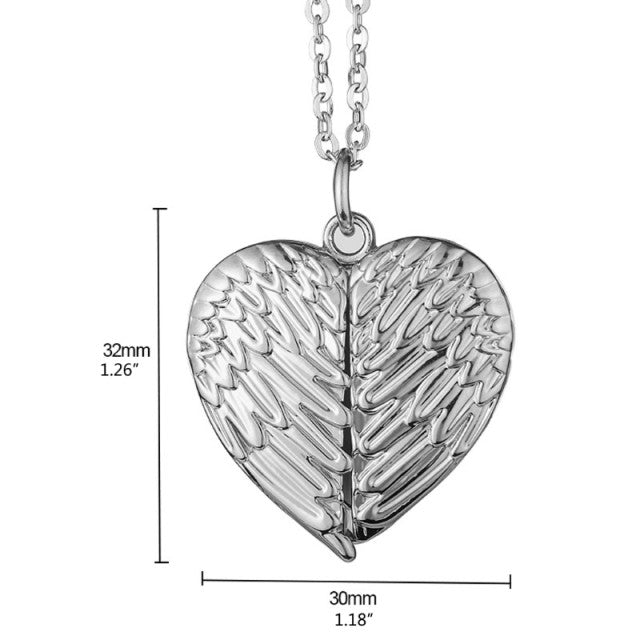 Heart sublimation angel wing necklace