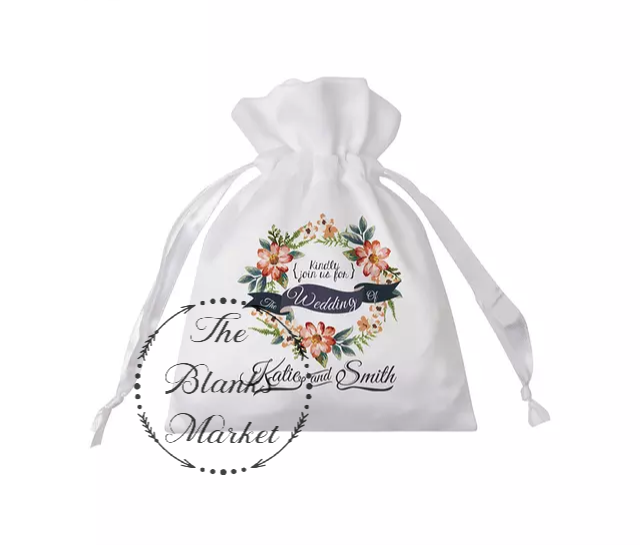 Sublimation satin Drawstring Gift Bags 12cm x 17cm