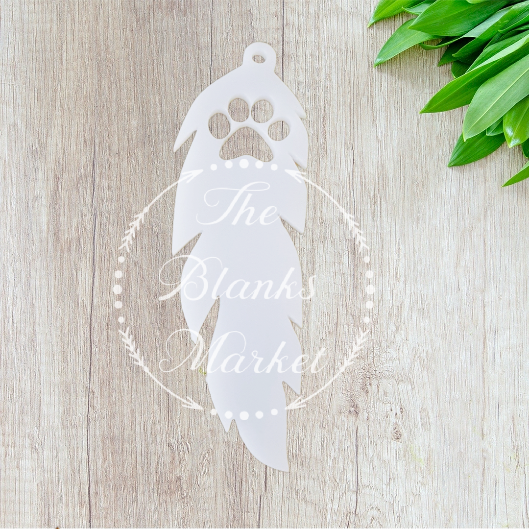 Acrylic feather with paw cut out
