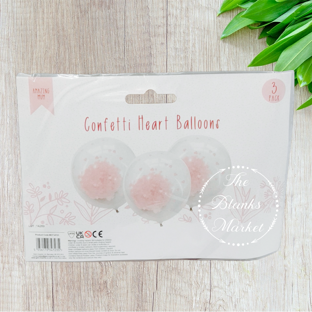 Mother's Day Confetti Heart Balloons 3pk