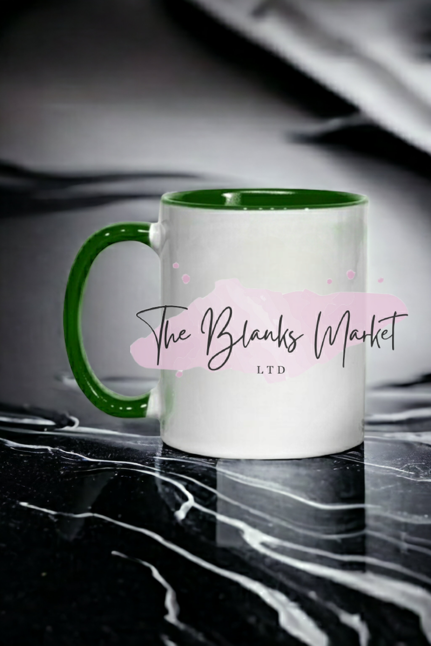 11oz sublimation mug with green handle and green inside