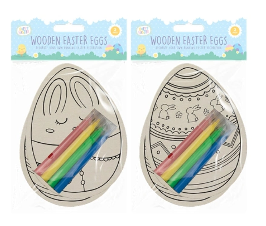 Colour In Wooden Easter Eggs 2pk