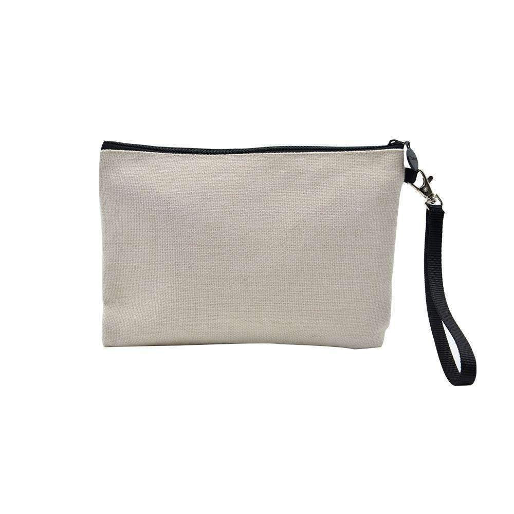 Linen Make Up Bag with Wristlet (15 x 24cm)