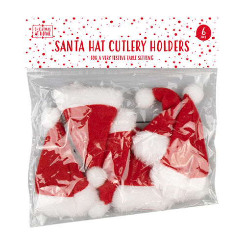 SANTA HAT CUTLERY HOLDERS 6 PACK