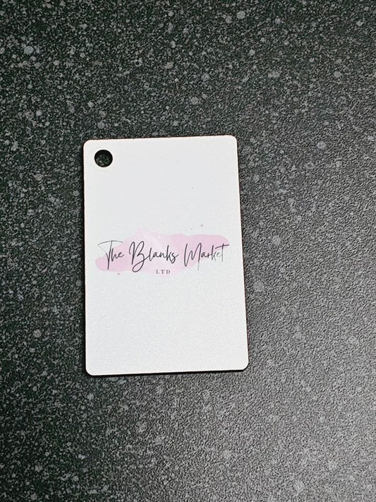 White fronted rectangle keyring