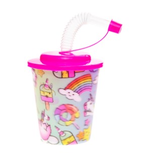 3D CUP WITH STRAW & LID UNICORN