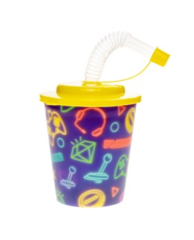 3D CUP W STRAW & LID GAMER