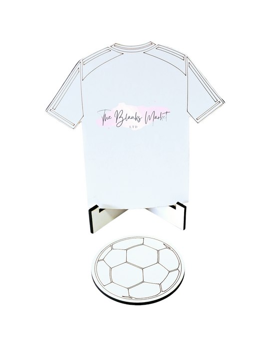 Mdf Football top and ball sign with stand