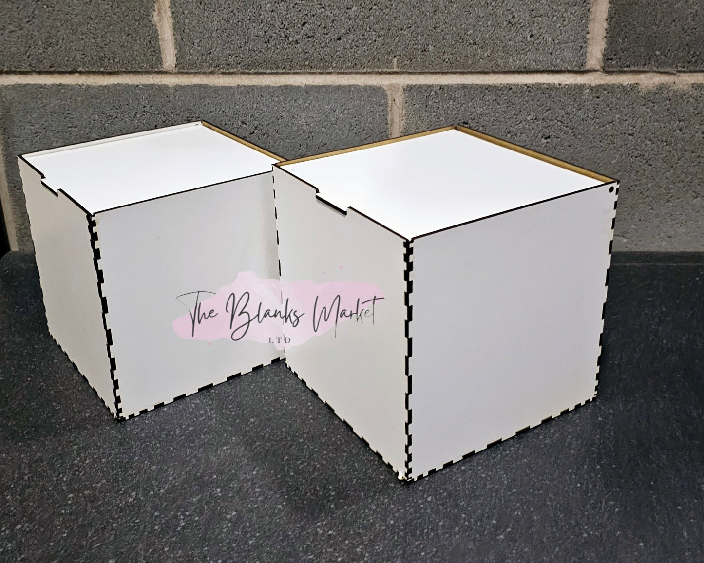 White fronted box with flip up lid