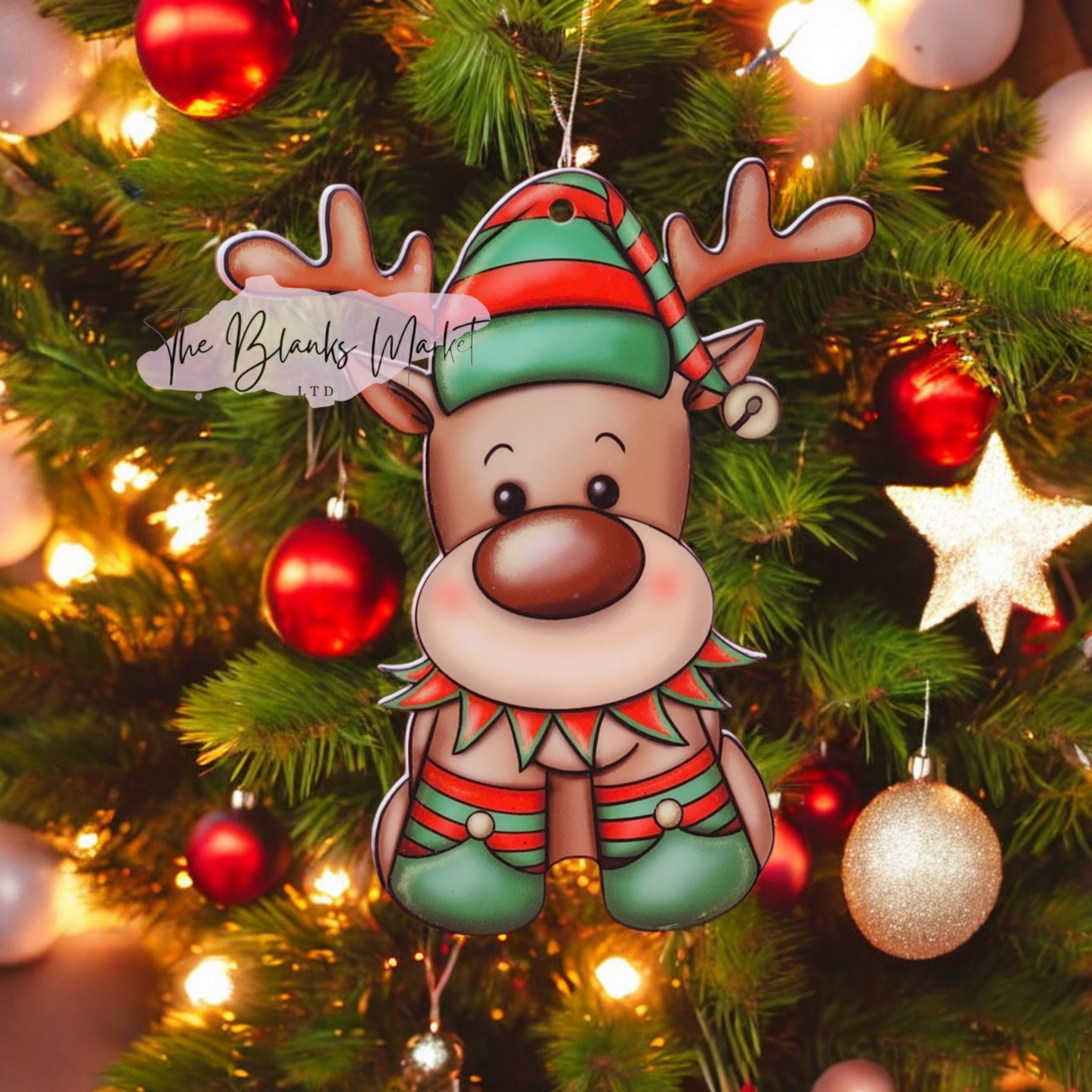 Elf Reindeer Christmas hanging decoration