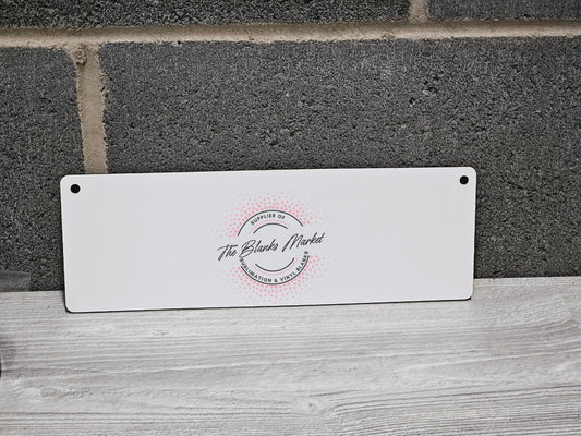 Hanging white mdf sign