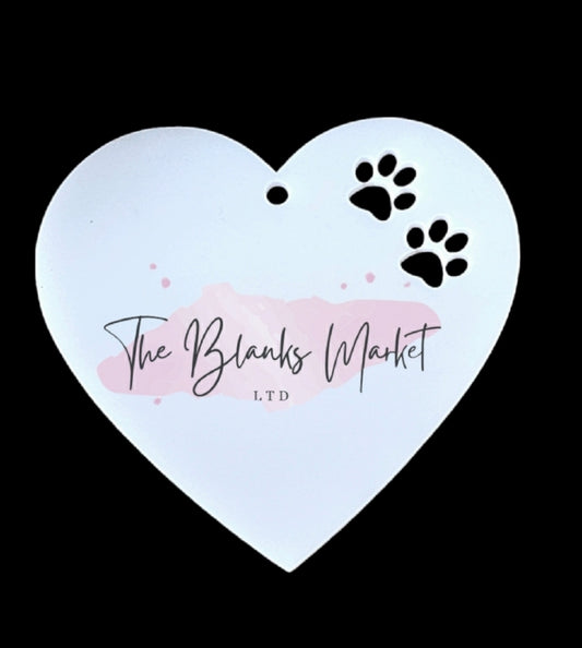 Heart acrylic double paw christmas decoration