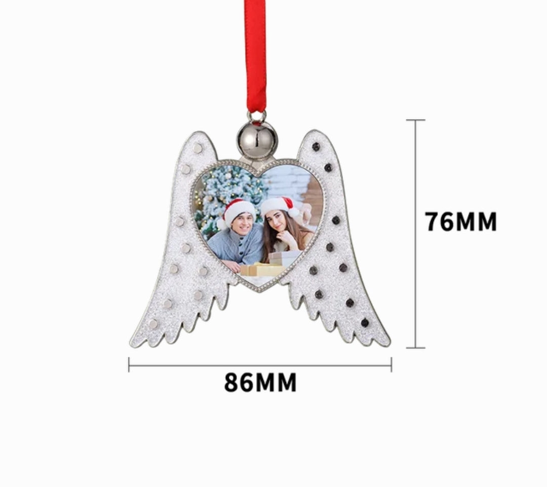 Sublimation glittery Angel Wings Car Ornament