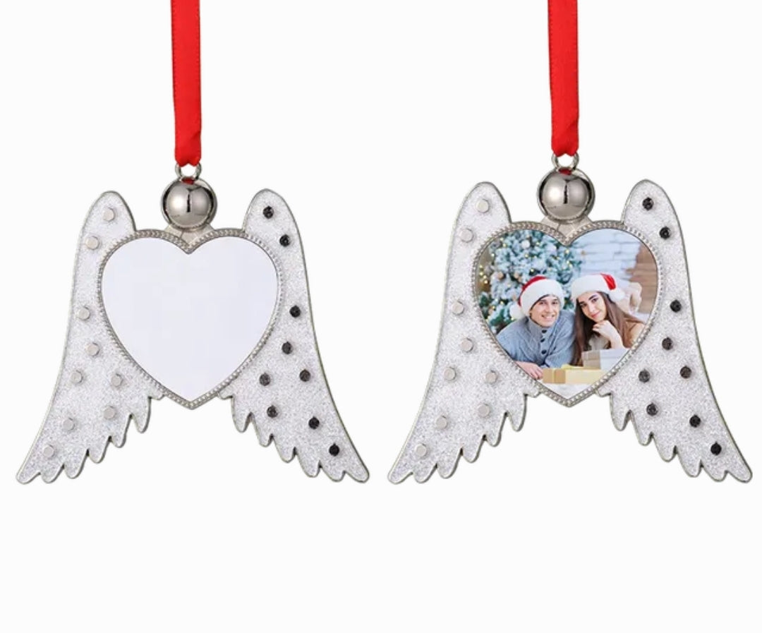 Sublimation glittery Angel Wings Car Ornament