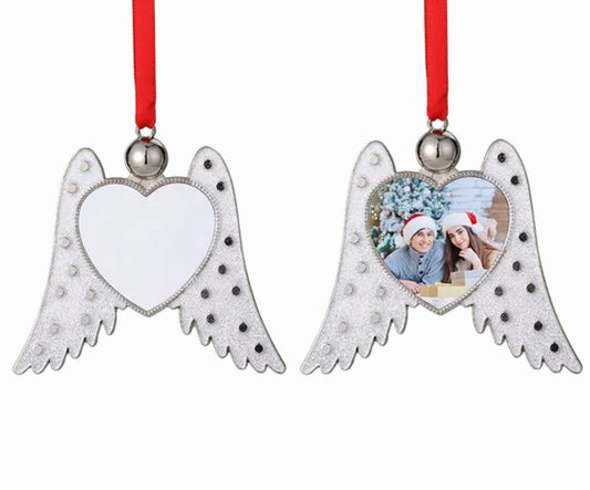 Sublimation glittery Angel Wings Car Ornament