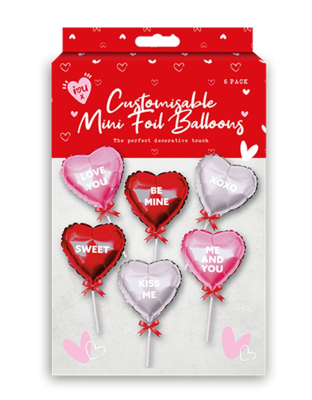 Valentine's Customisable Mini Foil Balloons 6pk