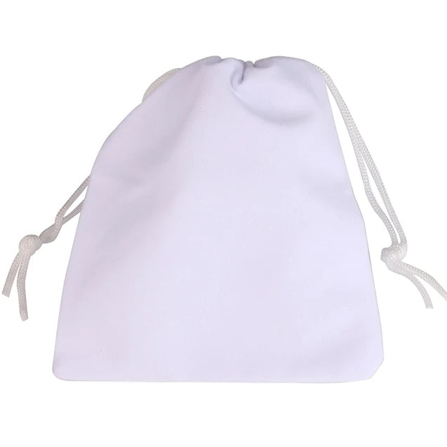 White velvet drawstring bag