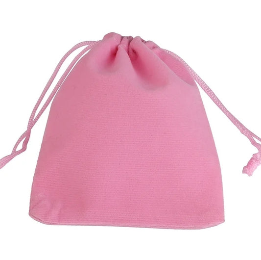 Pink velvet drawstring bag
