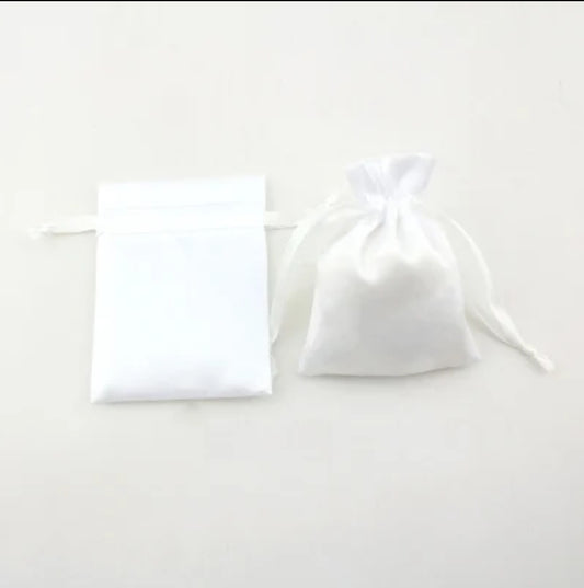 White satin drawstring bag