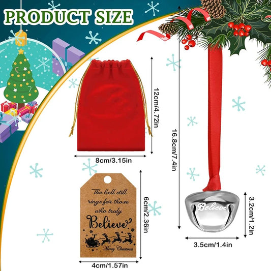 Christmas Believe Bell with tag and bag