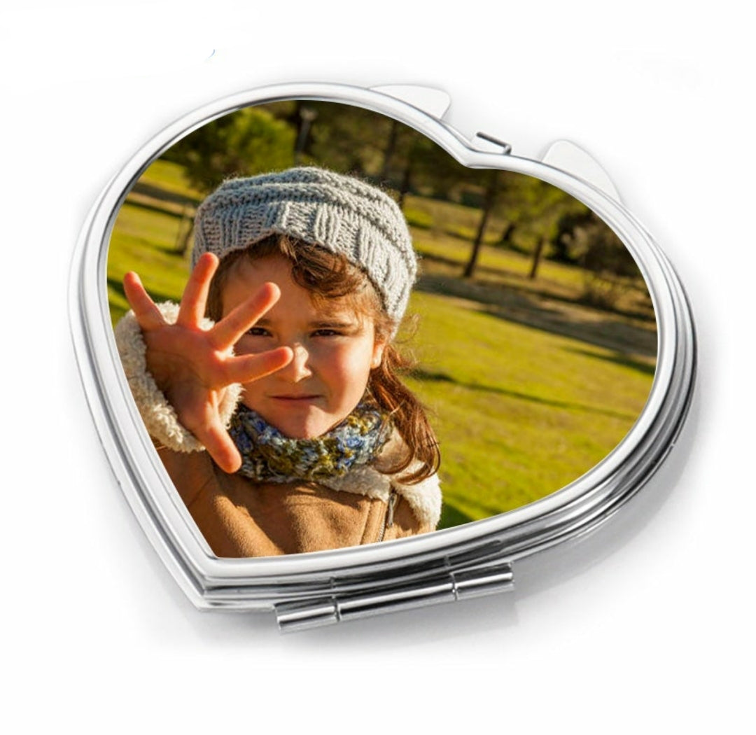 Heart shape sublimation compact mirror