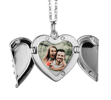 Load image into Gallery viewer, Heart sublimation angel wing necklace
