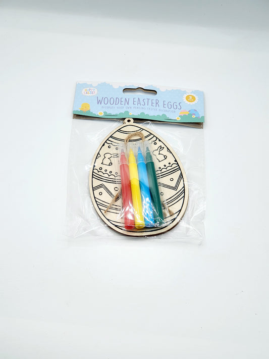 Colour In Wooden Easter Eggs 2pk