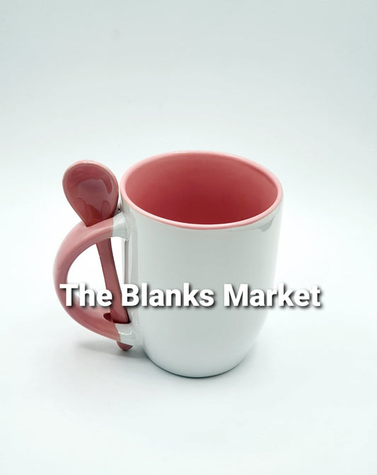 Pink Two Tone Sublimation Mug With Spoon
