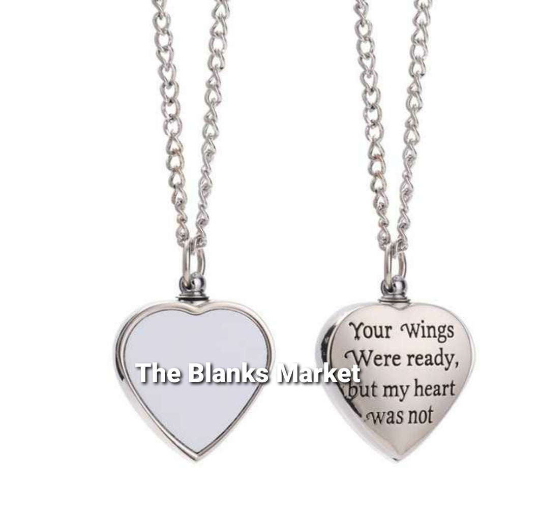 Sublimation heart memorial ashes necklace